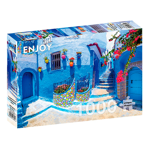 ENJOY 1365 Puzzle 1000 Pcs Turquoise Street in Chefchaouen, Morocco