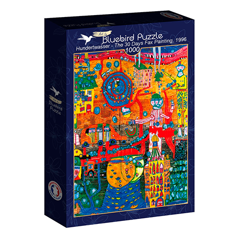 BLUEBIRD F-60258 Puzzle 1000 Pcs Hundertwasser - The 30 Days Fax Painting, 1996