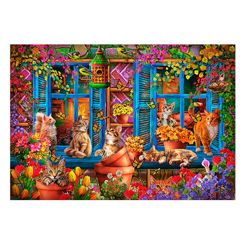 BLUEBIRD F-90973 Puzzle 1000 Pcs Window Shelf Cats