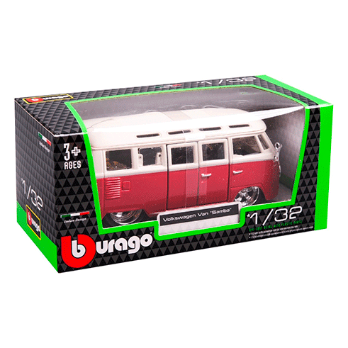 BURAGO 18-43048 Carro Volkswagen Van Samba Vermelho 1:32