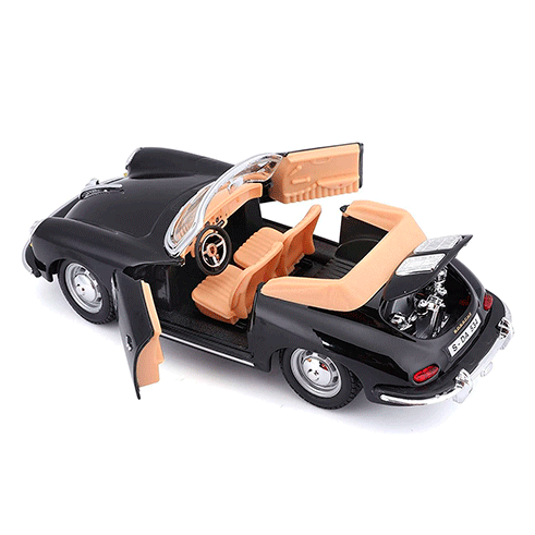 BURAGO 18-22078 Carro Porsche 356B Cabriolet (1961) Preto 1:24