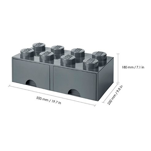 LEGO Storage Gaveta Arrumação Brick 8 Cinza Escuro