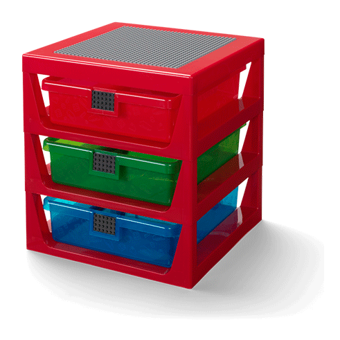 LEGO Storage Caixa Arrumação Rack 3 Gavetas Vermelho