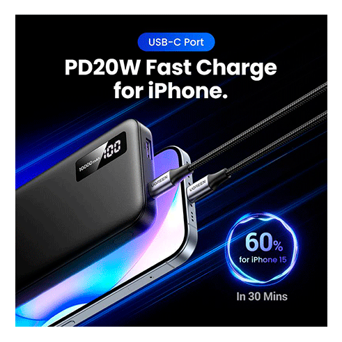 UGREEN PB311 Powerbank Fast Charging 10000mAh 20W Preto