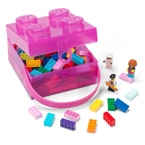 LEGO Storage Caixa Arrumação com Alça Rosa Translucido
