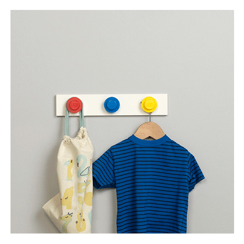 LEGO Storage Cabide Parede Rack 3 Amarelo/Azul/Vermelho