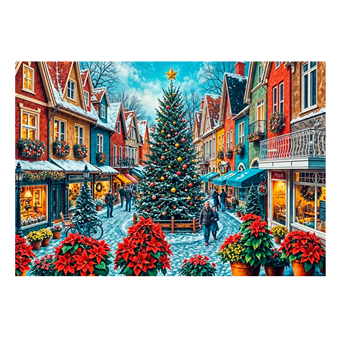 BLUEBIRD F-91085 Puzzle 1000 Pcs Christmas Town Square Shopping