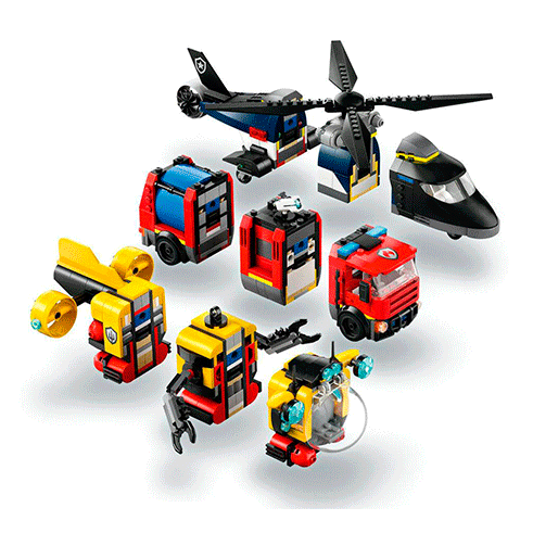 LEGO 60462 City Combinação de Helicóptero, Camião dos Bombeiros e Submarino