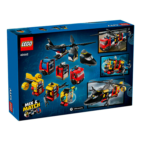 LEGO 60462 City Combinação de Helicóptero, Camião dos Bombeiros e Submarino