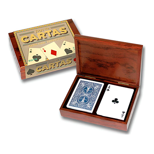 OLIVO 00087 Jogo Retro - Cartas de Jogar c/ Caixa Madeira