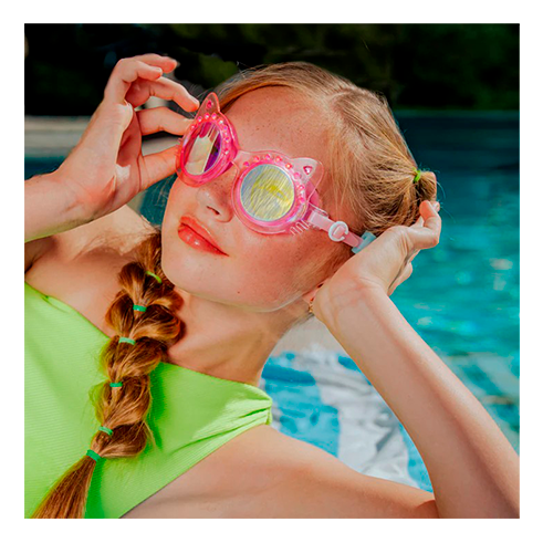 BLING2O 12040 Swimming Goggles Frosted Feline-Pink Purr
