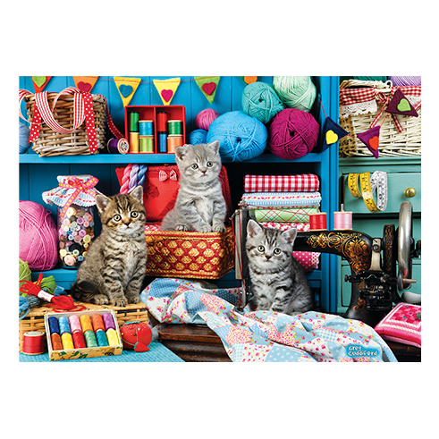 EUROGRAPHICS 6000-6020 Puzzle 1000 Pcs Kittens in the Sewing Room