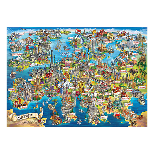 EUROGRAPHICS 8220-6129 Puzzle 2000 Pcs Crazy Map of Europe