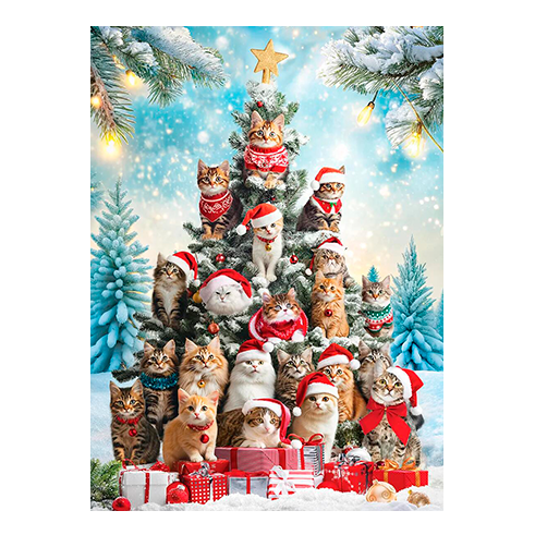 EUROGRAPHICS 6000-6072 Puzzle 1000 Pcs Christmas Tree Cats